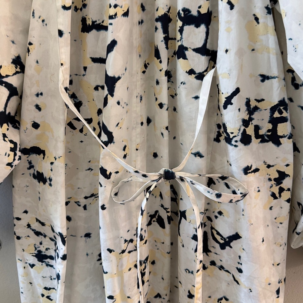 3.1 Phillip Lim Womens Large White Abstract Ink Blot Cotton Lantern‎ Shirt Dress - Picture 5 of 13
